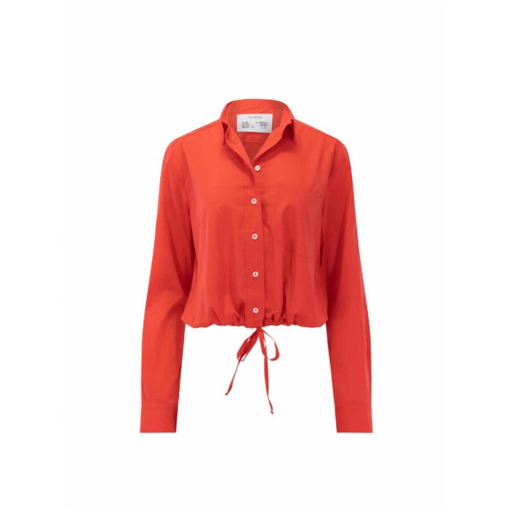 NEW CISSA women's tunnel cotton lawn shirt in poppy red